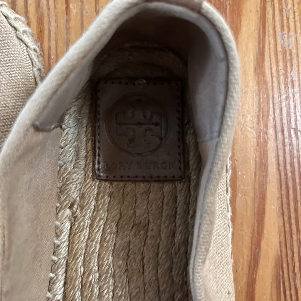 Tory Burch color block flat espadrilles slip on shoes, size 10.5